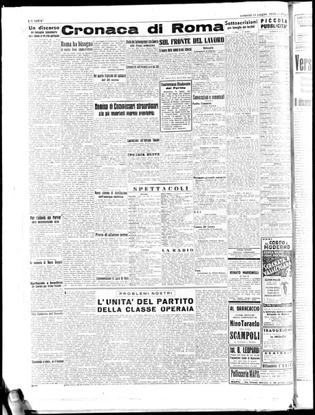 L'Unità : organo centrale del Partito comunista italiano